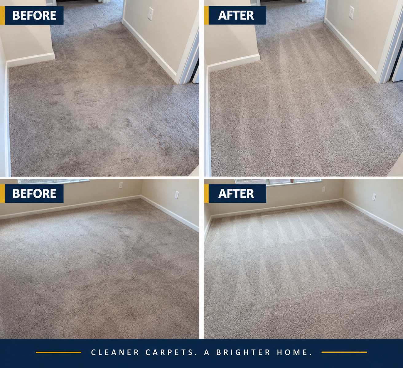 Before and after carpet cleaning results by Miracle Wand — Cleaner Carpets, A Brighter Home